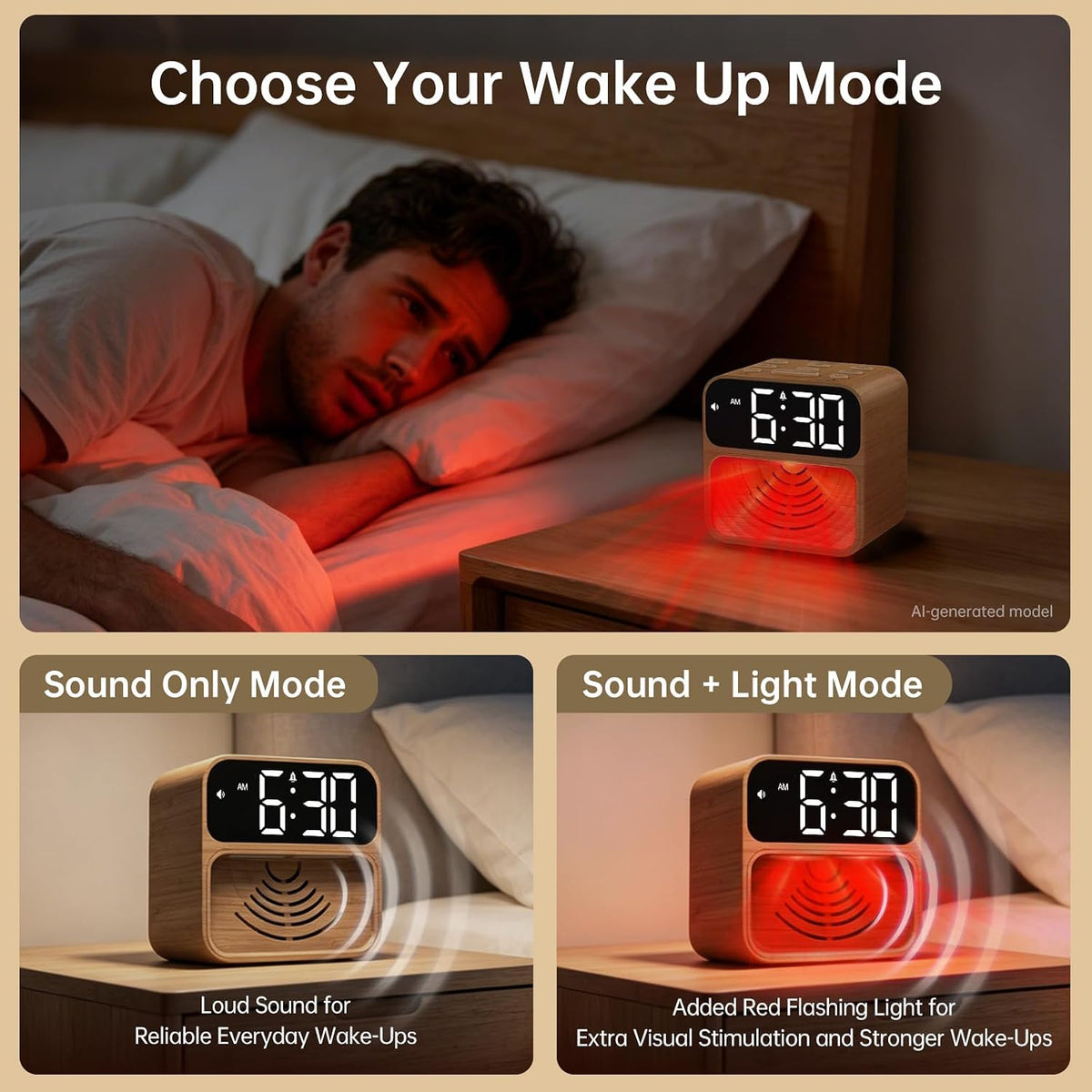AuroraCalm Extra Loud Alarm Clock for Heavy Sleepers with 115dB Alarm