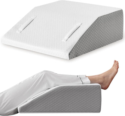 Ruqmuis Leg Elevation Pillow for After Surgery, 10inch Foam Leg Elevating Pillow for Swelling and Blood Circulation, Leg Wedge Pillow for Sleeping, Knee Pillow for Knee Hip Ankle Pain Relief, Velvet
