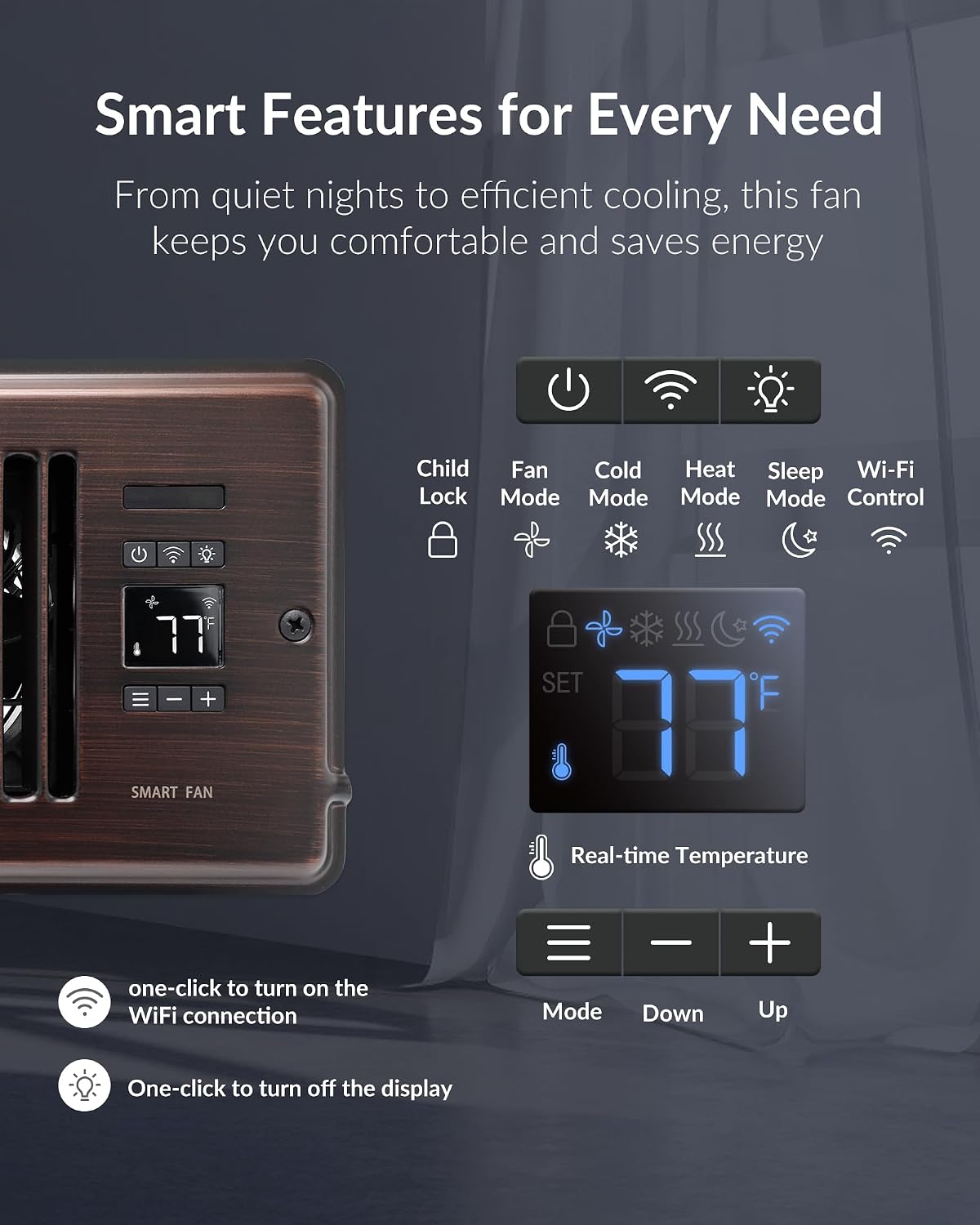 Howeall 4" x 10" Super Quiet Register Booster Fan - Upgrade Smart Register Vent with Ionizer and Dual Intelligent Thermostat Control - Heating Cooling Vent Fan Booster - Charleston Design (ORB)