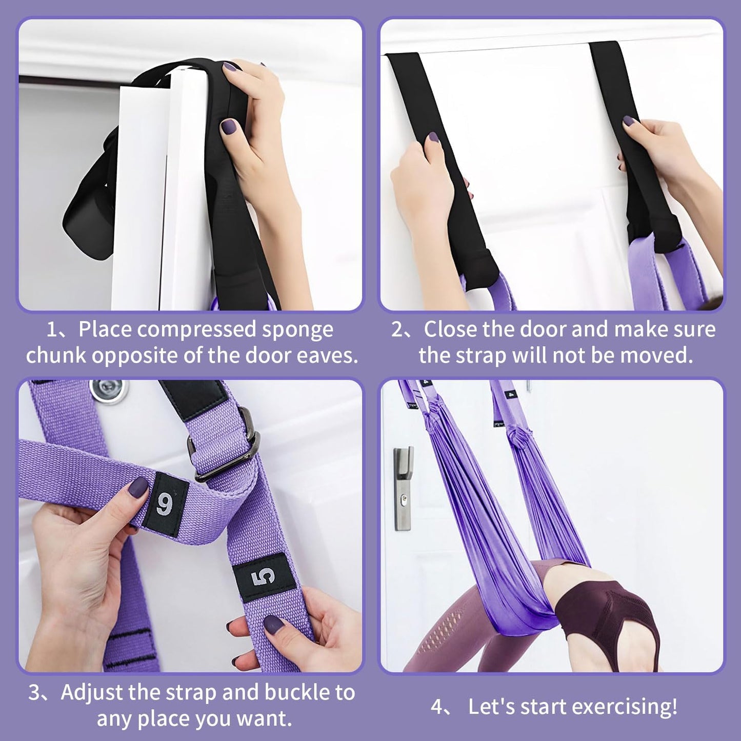 Leg Stretcher Strap Adjustable Fitness Strap Band for Waist Trainer Stretching Door Swing Flexibility Tensile Trainer with Carrying Pouch Back Bend Go Upside-Down for Yoga Practitioner Ballet Dancer Gymnastics Exercises