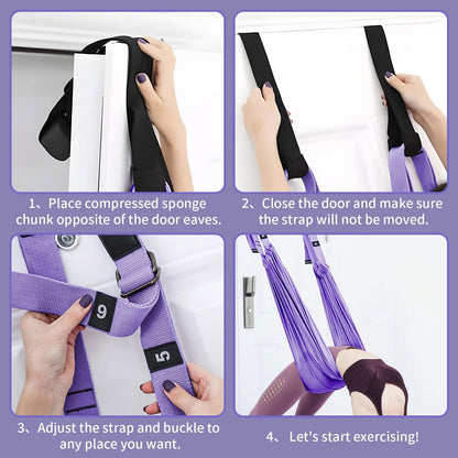 Leg Stretcher Strap Adjustable Fitness Strap Band for Waist Trainer Stretching Door Swing Flexibility Tensile Trainer with Carrying Pouch Back Bend Go Upside-Down for Yoga Practitioner Ballet Dancer Gymnastics Exercises