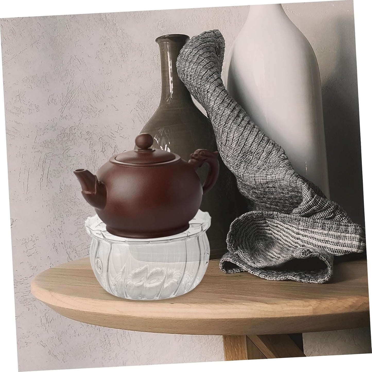Cabilock Glass Teapot Warmer with Tealight Holder Heat Resistant Candle Base for Teapots Versatile Glass Construction for Tea Coffee and Soups and Multifunctional Kitchen Accessory