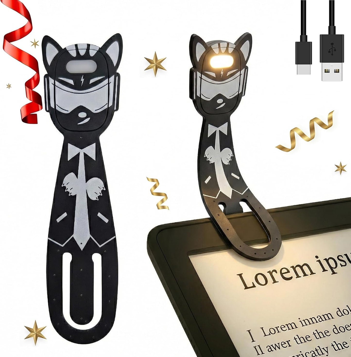 Rechargeable Kids Book Light, Cute Bookmark Reading Light for Kids, Dimmable Portable LED Book Light for Reading in Bed, Eye-Caring Bedtime Reading Lamp for Children & Travel, Brown
