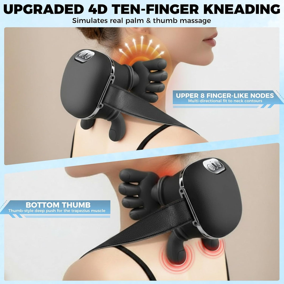 Neck Shoulder Massager with Heat, 4D Bionic Kneading Deep Tissue Relief