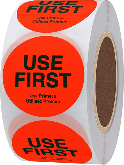 500 Pcs 1.5" Use First Stickers Small Stickers Circle Label Dot Labels Fluorescent Paper, Fluorescent Green