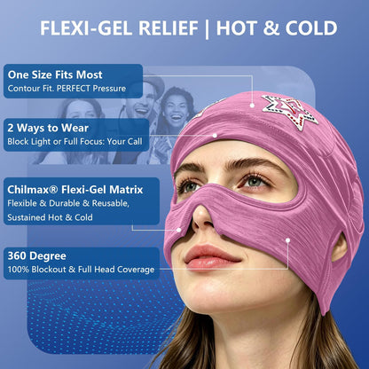 Migraine Relief Cap with Slide-Up Eye Mask, Headache Relief Ice Hat