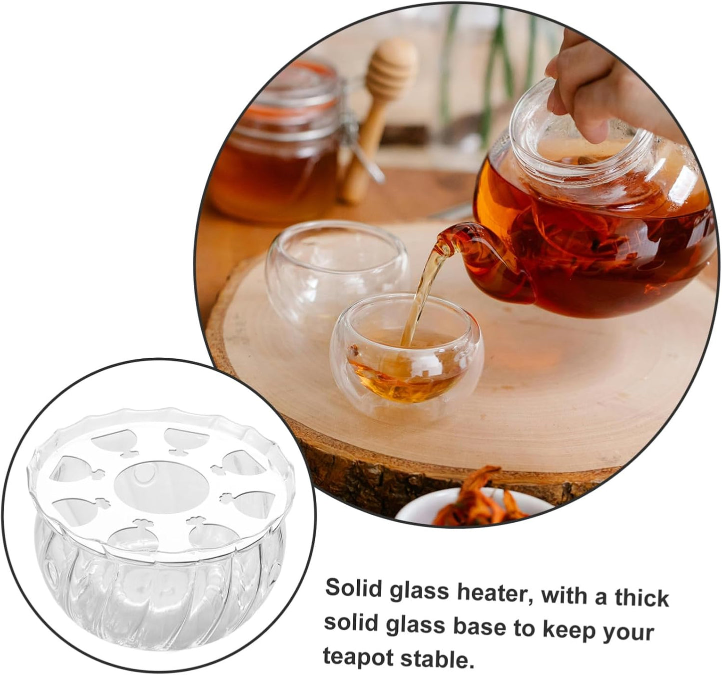 Mobestech Glass Teapot Warmer - Candle Base for Teapots for Tea and Elegant Glass Construction Easy to Clean for Kitchen Use