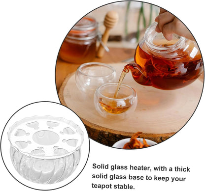 Mobestech Glass Teapot Warmer - Candle Base for Teapots for Tea and Elegant Glass Construction Easy to Clean for Kitchen Use