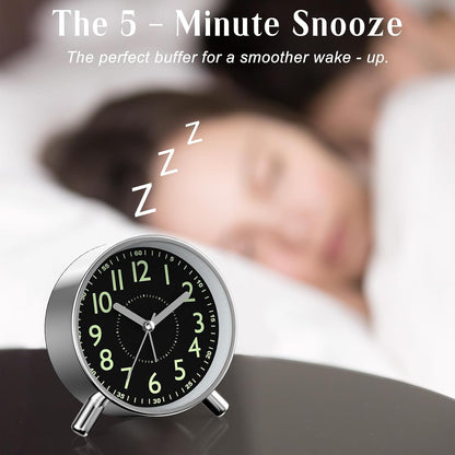 Analog Alarm Clock Night Ligh Battery Operated for Bedroom