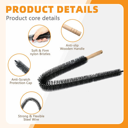 Fridge Coil Cleaning Brush,29.5Inch | 2Pack,Extra Long Handle Coil Brush for Fridge,Crevice Stanless Steel Cleaning Brush