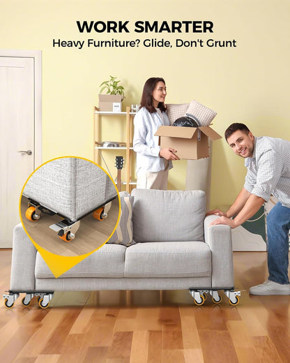 KYX Furniture Dolly, Furniture Movers with 5 Wheels,Carbon Steel Panel Heavy Duty Dolly, Furniture Lifter with 360° Rotatable Silent Floor-Friendly Universal Wheels, Max Load 4000LBS (6.9x6.9 in)