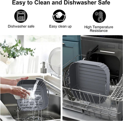 Silicone Air Fryer Liners 2 Pack, Reusable Liners Compatible for Ninja Foodi DZ201, DZ401, DZ550, COSORI, Chefman, Instant Air Fryer, and 6-in-1 8-10QT Air Fryer Baskets