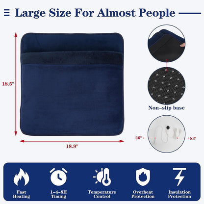 Double Sided Electric Foot Warmer with LCD Display, Foot Heating Pad, Navy