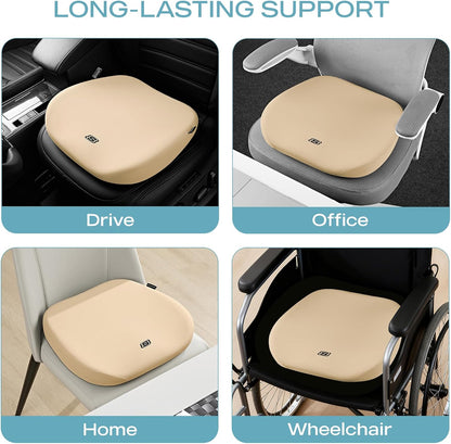Skechers Seat Cushion Premium Gel & Memory Foam-Office Chair Cushion for Tailbone Pain Relief,Butt Pillow for Office Chair,Car seat Cushion,Long Sitting Office Workers,and Car Drivers,Black