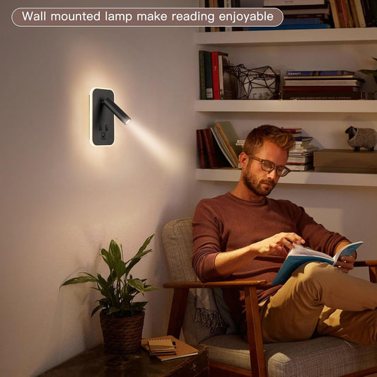 Wall Mount Headboard Reading Lights, Plug-in Bunk Bedside Lamp Wall Sconce