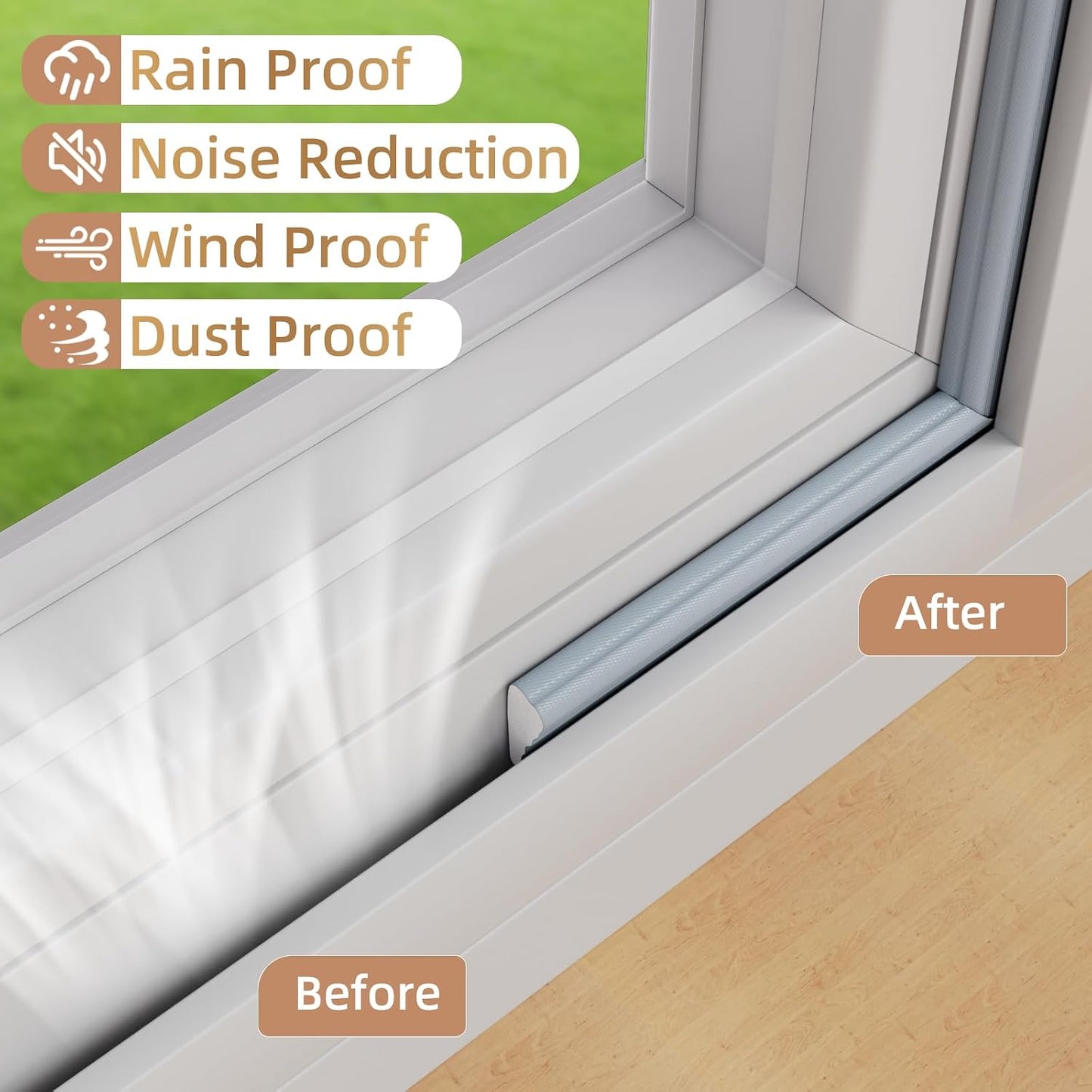 Kneelisa 118” Wedge-Shape Foam Window Weather Stripping Door Seal | Soundproofing Frame Winter Insulation Strip,Noise Cancelling Window Inserts,Door Gap Filler Light Blocker,White