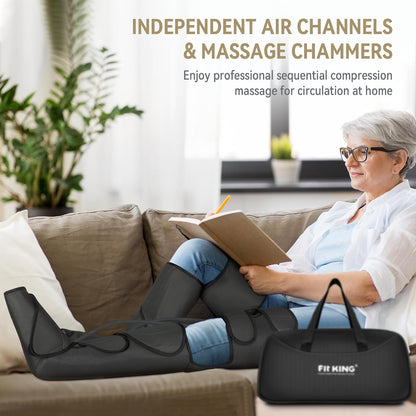 FIT KING Foot and Leg Massager for Circulation and Relaxation | 3 Independent Channels, Larger Massage Chambers, Hand-held Controller, for Vericose Veins, Cramps,Swelling and Edema, FSA-HSA