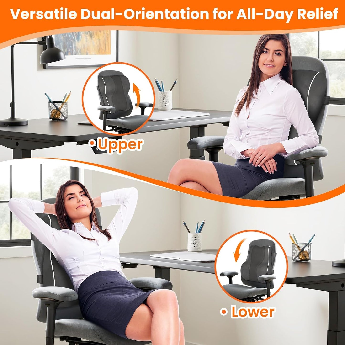 CloudBliss Lumbar Support Pillow, Memory Foam for Office Chair, Black | Ergonomic High-Density Memory Foam, Adjustable Straps, Washable Mesh Cover, Lower Back Support for Office, Gaming & Car Seat