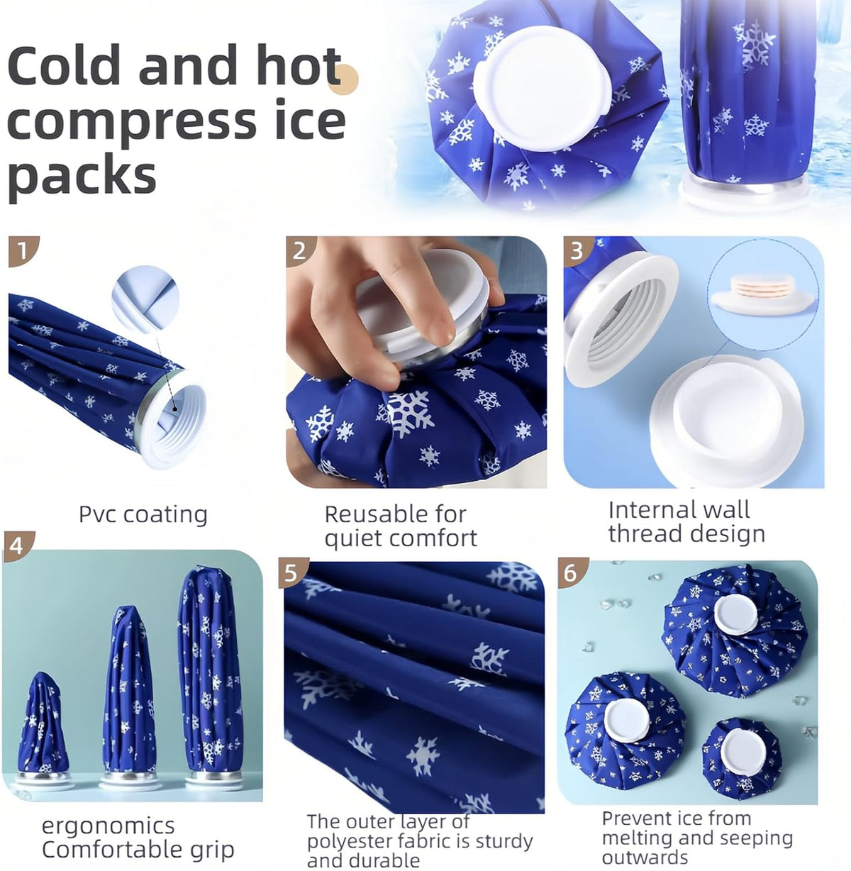 Hot and Cold Reusable Ice Bag for Sport Injuries Ice Pack for Injuries, Hot & Cold Therapy, Teeth Pain Cold Pack, Headaches Cold Ice Bag Hot Cold Therapy for Head Shoulder Back Knee 2PCS