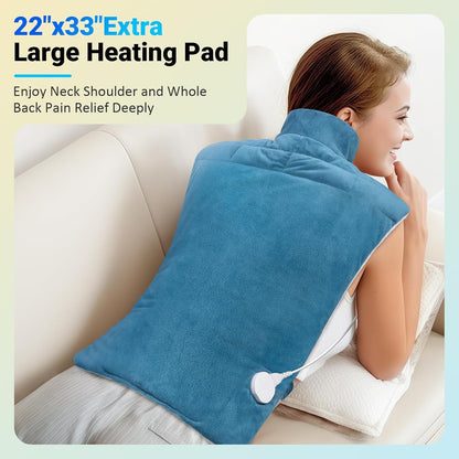 Comfytemp Heating Pad for Back, Neck Shoulder Weighted Design for Snug Fit, 22"x33" FSA Eligible Electric Wearable Throw, 2H Auto-Off, HSA Large Heated Wrap, Machine Washable