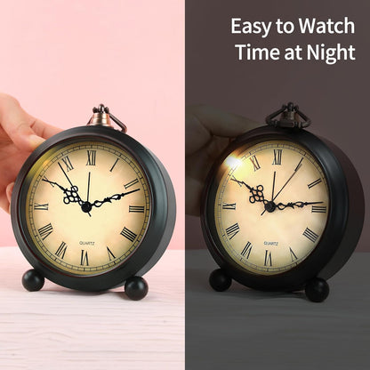 pxy Loud Alarm Clock for Heavy Sleepers 3D Dial Battery Operated (Battery Include), 4" Super Silent Analog Alarm Clock for Kids with Night Light PT260 Silver OrangePT505 Green White