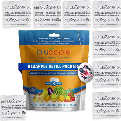 Bluapple Produce Saver Ethylene Gas Absorber - Fresh Fruit & Vegetable Storage for Refrigerator Crisper, Shelves & Fruit Bowls, Produce Keeper, Fruit Saver, Kitchen Must Haves, BPA-Free - 2-Pack