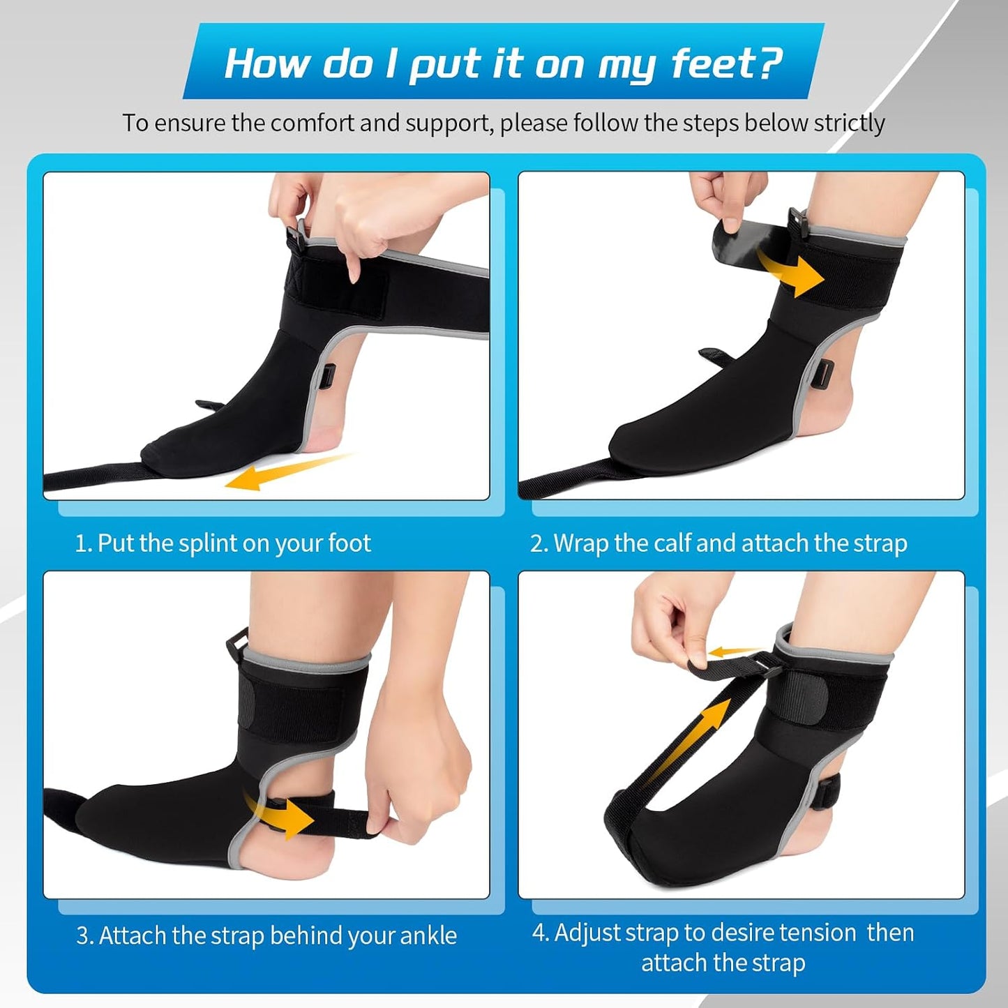 Upgraded Plantar Fasciitis Night Splint Sock with Massage Ball for Plantar Fasciitis Relief, Soft & Comfortable Foot Brace for Achilles Tendonitis Heal Spur Foot-drop Flat-arch for Women and Men, Small-Black