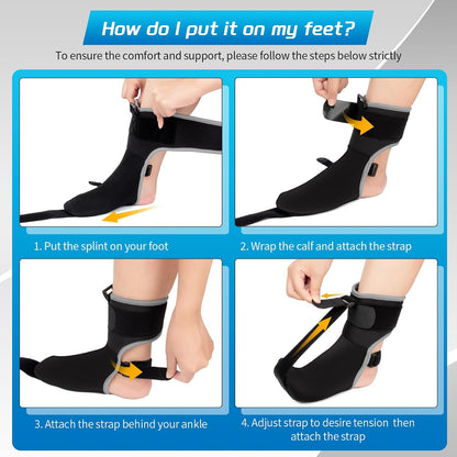 Upgraded Plantar Fasciitis Night Splint Sock with Massage Ball for Plantar Fasciitis Relief, Soft & Comfortable Foot Brace for Achilles Tendonitis Heal Spur Foot-drop Flat-arch for Women and Men, Small-Black