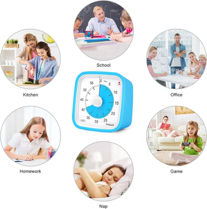 Yunbaoit Rainbow Visual Timer for Kids, 60-min Countdown Timer, Blue | Protective Case, No Ticking, Mute and Ringing Alarm Available, Time Management Tool, Low Power Reminder, for Study,Game,Work