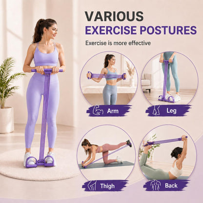 2026 NEW Pedal Resistance Band with Handle,8 Tube Detachable Elastic 3-in-1 Multifunctional Foot Pedal Resistance Assistance Expander for Foot Pedal Pull, Back Stretch & Chest Expand