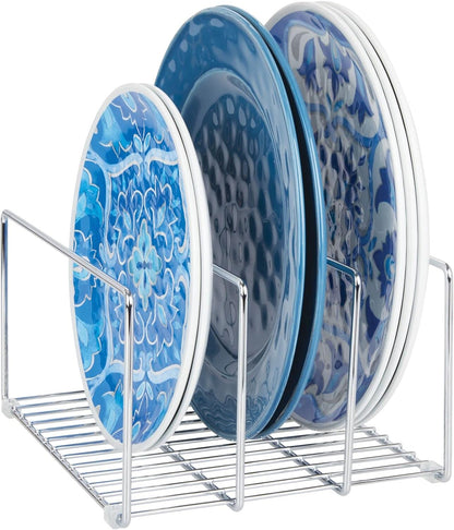 mDesign 3 Slot Tray and Pan Rack — Metal Wire Rack for Pantry and Kitchen Storage — Freestanding Pan Lid Holder Also for Baking Trays and Crockery – Silver
