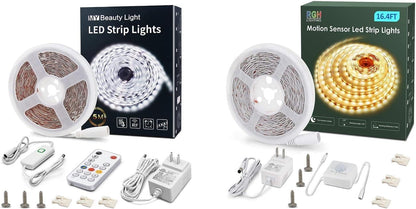 White Led Strip Light with RF Remote Bundle with Motion Sensor Warm White Led Strip Light Full Kits