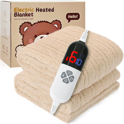 Heated Throw Blanket 50"X60", Soft Sherpa, 4 hrs Auto Shut Off