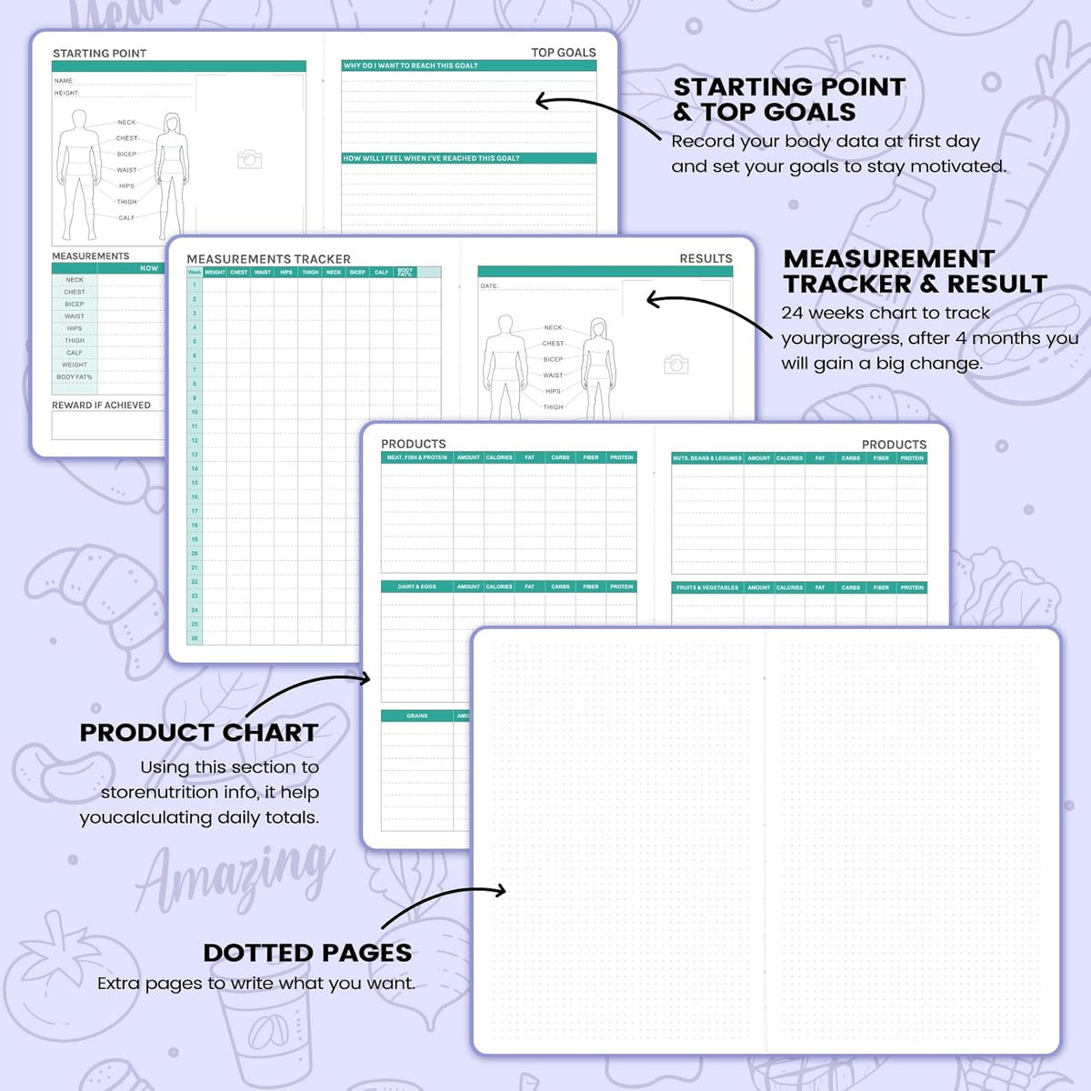 Food Journal - Journal for Women Weight Loss, 5.8" x 8.3
