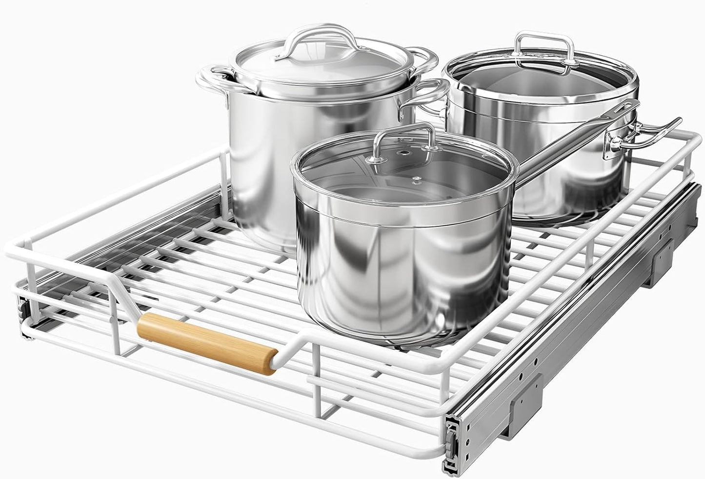 Pull out Cabinet Organizer, 15"W X 21"D, Heavy Duty Smooth Sliding Under Cabinet Shelves for Pots and Pans, Full-Extension Roll out Drawers, Slide out Organization for Home Kitchen Pantry