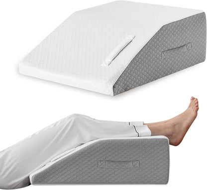 Ruqmuis Leg Elevation Pillow for After Surgery, 10inch Foam Leg Elevating Pillow for Swelling and Blood Circulation, Leg Wedge Pillow for Sleeping, Knee Pillow for Knee Hip Ankle Pain Relief, Velvet