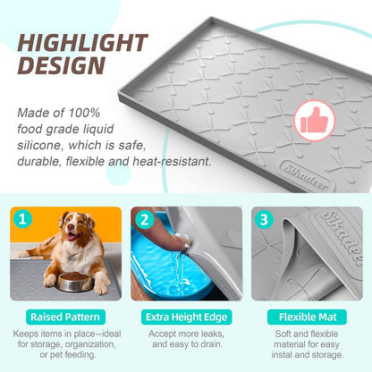 Waterproof Under Sink Mat 34" x 22", Silicone Mat Kitchen liner | BPA-Free Silicone Tray with Raised Lip Protect Cabinets from Leaks, Versatile Home Organizer for Bathroom, Pets, Boots, Floor