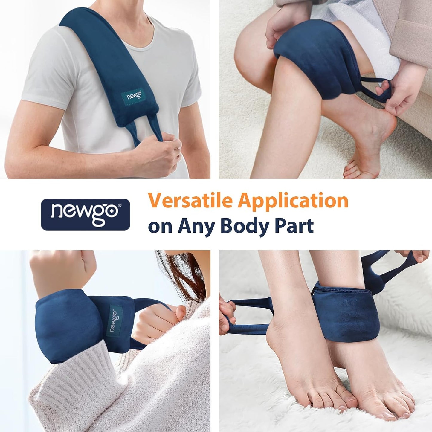 NEWGO Neck Warmer Microwavable - Heating Pad for Neck and Shoulders with Straps - Reusable Moist Heated Pad for Pain Relief- Hot Compress