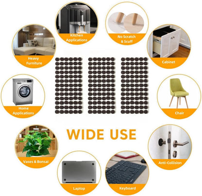 Felt Pads Small 3/8" Felt Pads for Cabinet Doors Bumpers, Cabinet Cushion Dots Felt Cabinet Door Stops, Self Adhesive Thick Bumper Pads to Protect Surfaces -Anti Scratch 234 Pcs Round Brown