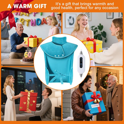 Tovve Heating Pad for Back Neck Shoulders, Large Wearable Relax Muscles, Birthday Gifts for Women Men Mom Dad Elderly, 3 Heat Settings/2-Hour Safe Auto-Off, 24"×37" Ergonomic Fit Design-Blue