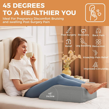 BIEEZZK Leg Elevation Pillow Blood Circulation, 23.6×16.8×8in, White/Grey