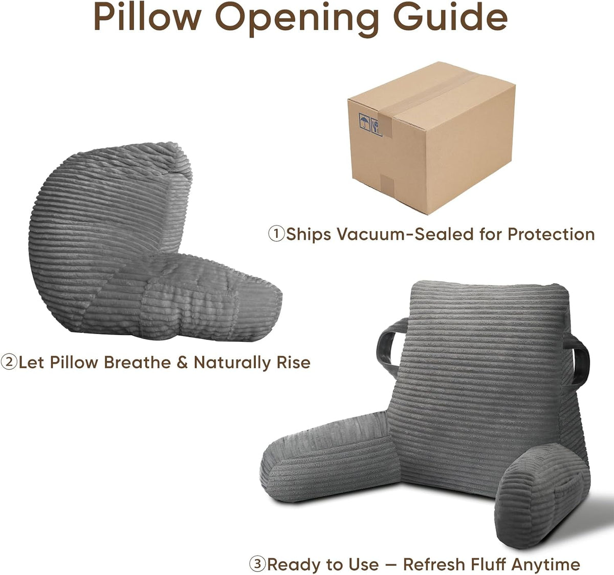 Reading Pillow for Sitting in Bed Adult, Memory Foam, Pockets
