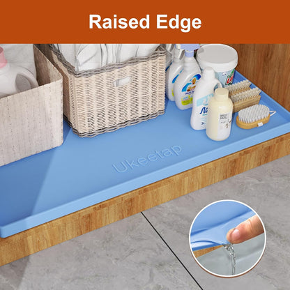 34" x 22" Extra Thick Silicone Mat Waterproof with Raised Edge, | Under Sink Mat for Kitchen & Bathroom, Kitchen Cabinet Liner, Multi-Purpose for Storage & Protection