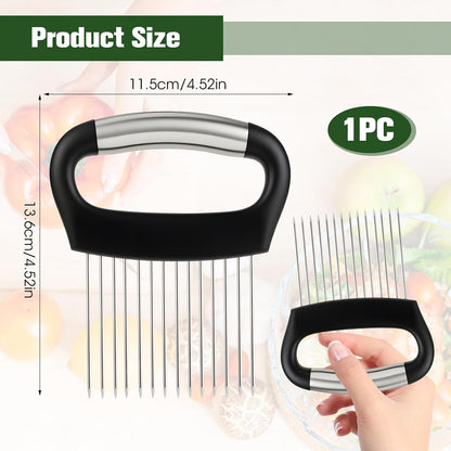 1 Pcs Onion Holder Slicer - Stainless Steel Onion Slicers Tool with Comfort Grip, Secure Onions Slicer for Even Slicing, Ideal for Home Kitchens, Meal Prep & Cooking Enthusiasts