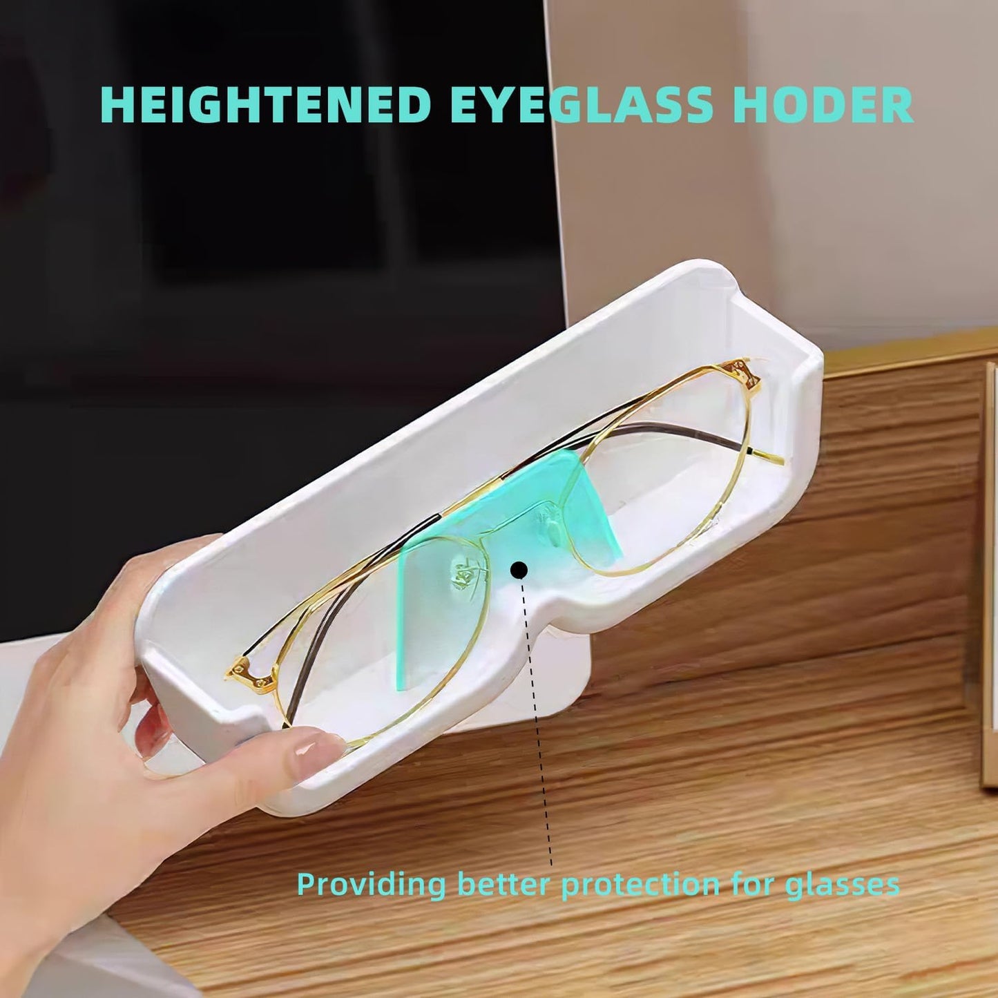CHANGAR 4pcs Eyeglasses Holder Stand Wall Mounted Glasses Storage Stand Sunglasses Organizer Glasses Display Case Easy Wall Mounted with Adhesive Sticker, Small, White