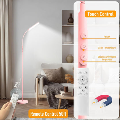 marctronic Floor Lamp, 18W 1800LM Super Bright LED Floor Lamp with Remote & Works with Smart Plug, Dimmable Timing Eye Caring Reading Lamps Floor Standing for Living Room Bedroom Office