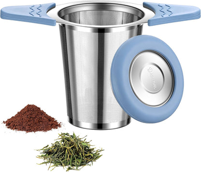 Tea Infuser for Loose Leaf Tea, ASWETMEL Stainless Steel Tea Infuser with Heat Proof Silicone Handles, Extra Fine Mesh Tea Strainers Filter Fine Tea Leaves Effectively, Fits Tea Pots, Mugs, Cup