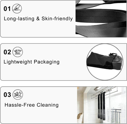 Stretching Strap with 12 Loops-Non-Elastic Physical Therapy with Carry Bag | Premium non elastic yoga straps for injury recovery, rehab flexibility training, hamstring stretch & physical therapy
