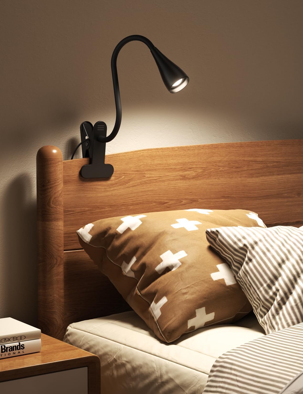 Dim Book Lights for Reading at Night,USB Goose Reading Lights for Books in Bed Headboard,LED Night Lights Plug into Wall,Adhesive Wall Lights for Bedroom,Portable Plug in Wall Sconces Hardwired,1 Pack