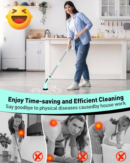 Electric Spin Scrubber, Shower Scrubber Cordless Scrub Brush, Green